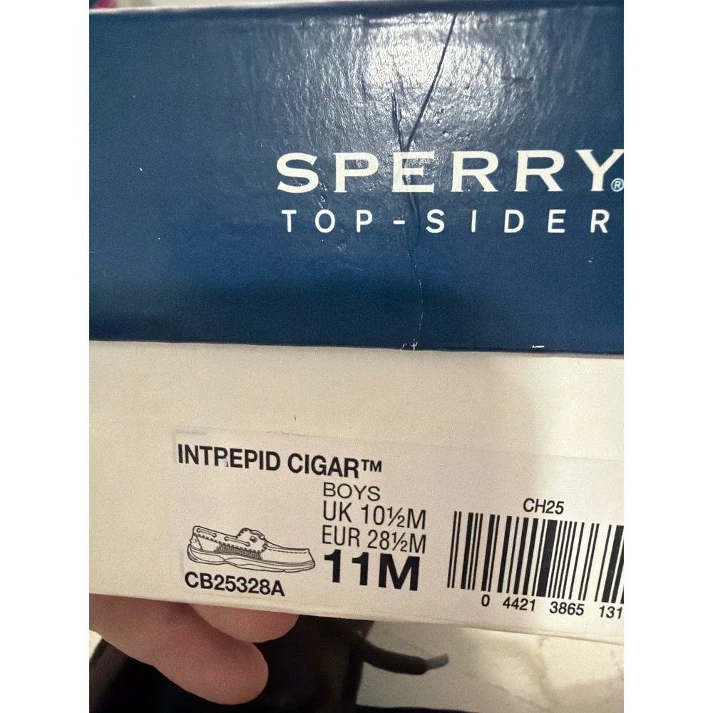 Sperry Top-Sider Boys Intrepid Leather Boat Shoes Cigar Brown 11M CB25328A